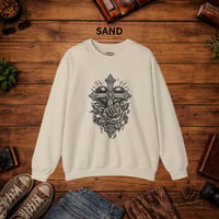 Image 9 of Cross & Roses Linocut — Men's Crewneck Sweatshirt
