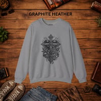 Image 11 of Cross & Roses Linocut — Men's Crewneck Sweatshirt