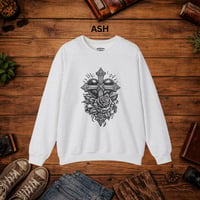 Image 13 of Cross & Roses Linocut — Men's Crewneck Sweatshirt