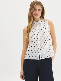 Cotton Embroidered Dot Blouse
