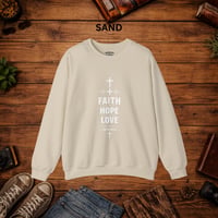 Image 5 of Faith Hope Love Crewneck Sweatshirt — Christian Inspirational Pullover