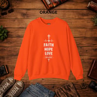 Image 6 of Faith Hope Love Crewneck Sweatshirt — Christian Inspirational Pullover