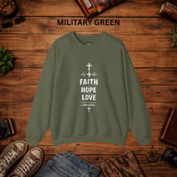 Image 8 of Faith Hope Love Crewneck Sweatshirt — Christian Inspirational Pullover