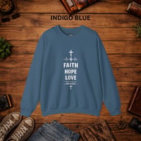 Image 9 of Faith Hope Love Crewneck Sweatshirt — Christian Inspirational Pullover