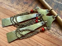 Image 4 of You are here . Coral brass earrings n3