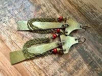 Image 10 of You are here . Coral brass earrings n3