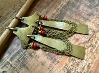 Image 3 of You are here . Coral brass earrings n3