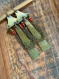 Image 13 of You are here . Coral brass earrings n3