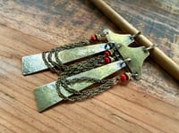 Image 1 of You are here . Coral brass earrings n3