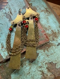 Image 6 of You are here . Coral brass earrings n3