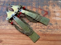 Image 20 of You are here . Coral brass earrings n3