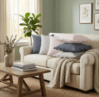 Image 2 of Blush Ticking Cushion