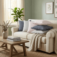 Image 3 of Provincial Frill Ticking Cushion