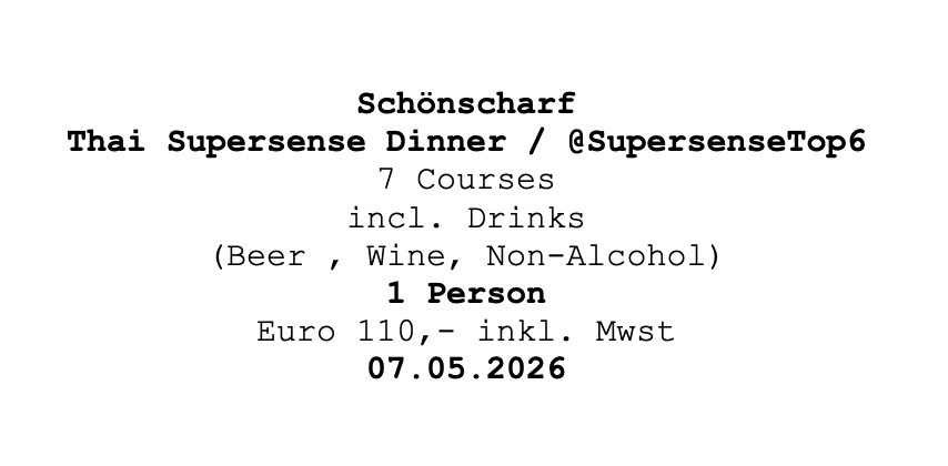 Image of Schönscharf Supersense Dinner 07.05.2026 @ Supersense Top 6