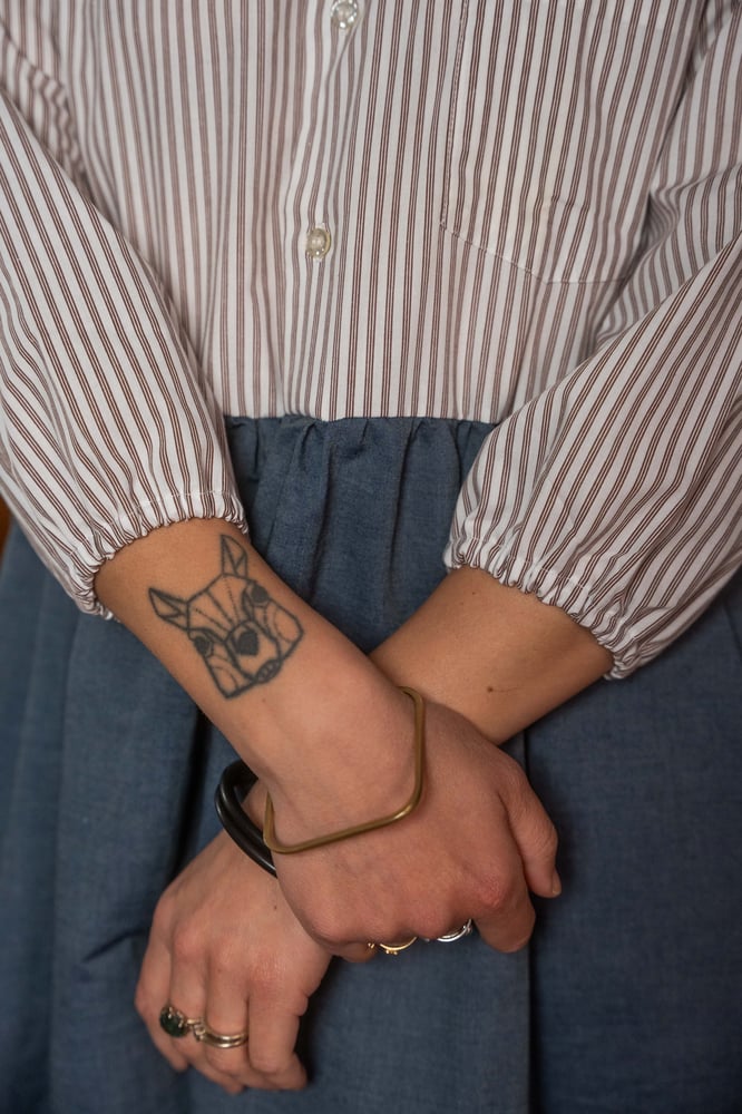 Image of Mari Dress riga marrone