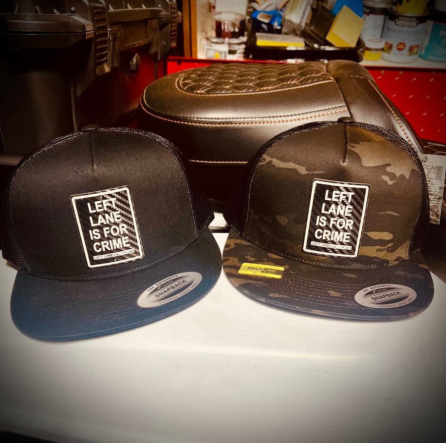 Image of Left Lane Is For Crime Carbon Fiber Patch Hats