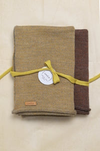 Image 3 of set of baby alpaca fine wide scarfs _ sand