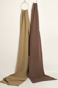 Image 2 of set of baby alpaca fine wide scarfs _ sand