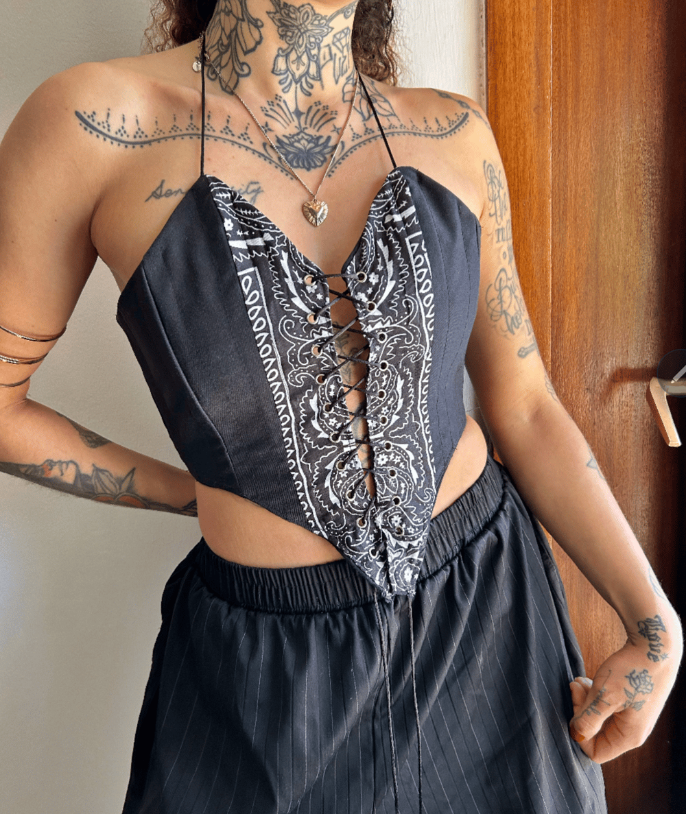 Image of black bandana corset 