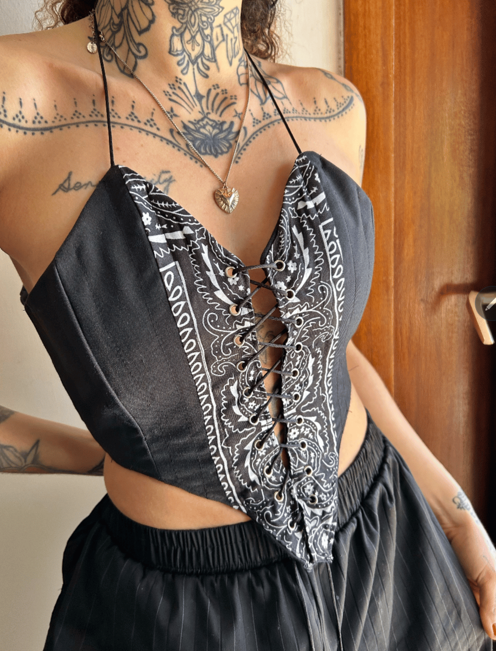 Image of black bandana corset 