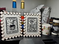 Image 3 of Embroidered Tarot Coffee Art | Framed Textile Kitchen Decor | Witchy Gothic Shelf Art | Framed Art