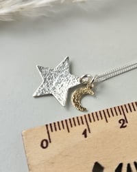 Image 5 of Hammered Silver Star & Gold Filled Moon Necklace