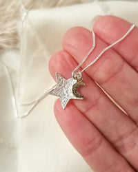 Image 4 of Hammered Silver Star & Gold Filled Moon Necklace