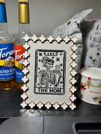 Image 3 of Embroidered Skeleton Mom Tarot Art | Rose Gold Framed Wall Decor