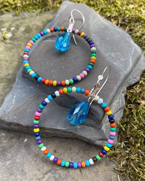 Image of Candy & Crystals - Large Hoop Earrings