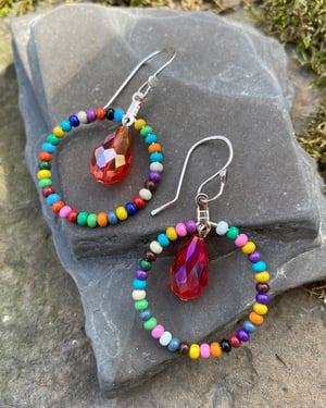 Image of Candy & Crystals - Medium Hoop Earrings