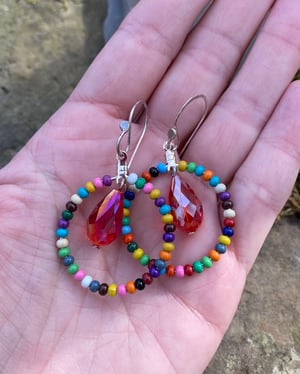 Image of Candy & Crystals - Medium Hoop Earrings