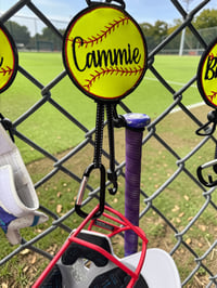 Image 3 of Personalized Softball Gear Hanger | Dugout Organizer | Bat, Glove, Helmet Storage