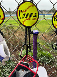 Image 8 of Personalized Softball Gear Hanger | Dugout Organizer | Bat, Glove, Helmet Storage