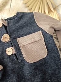 Image 2 of Photo prop | Baby Boy onesie for Sitter Photoshoot | Callan | 9-12 months | dark grey and beige