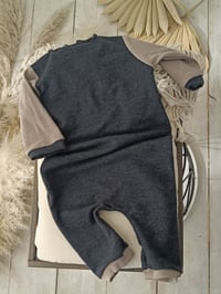 Image 3 of Photo prop | Baby Boy onesie for Sitter Photoshoot | Callan | 9-12 months | dark grey and beige