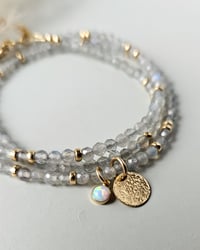 Image 3 of 'Shimmer' Gold Labradorite Ocean wrap bracelet / necklace