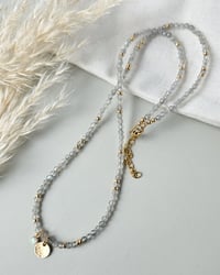 Image 4 of 'Shimmer' Gold Labradorite Ocean wrap bracelet / necklace