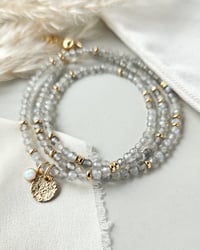 Image 2 of 'Shimmer' Gold Labradorite Ocean wrap bracelet / necklace