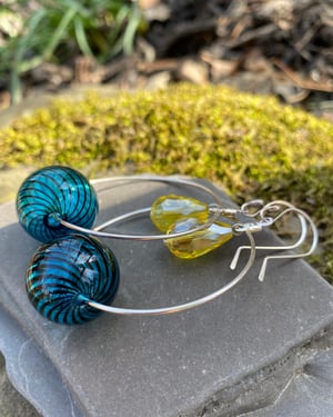 Image of Hollow Glass Globes & Crystals - Large Hoop Earrings