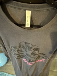 Image 2 of The Hell I Won't – Glitter Cowboy Hat Graphic Tee | Western Cowgirl Shirt