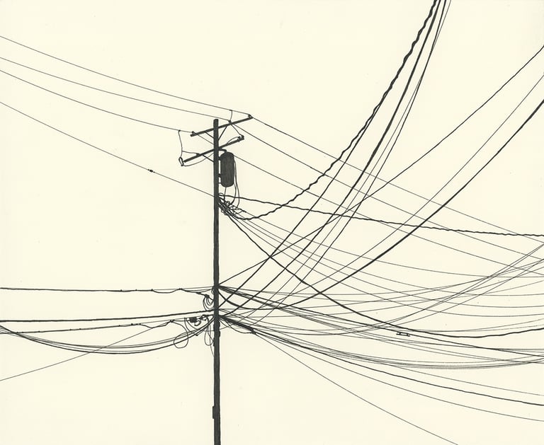Power Lines Drawing #79 (Ferndale, MI) - ORIGINAL DRAWING