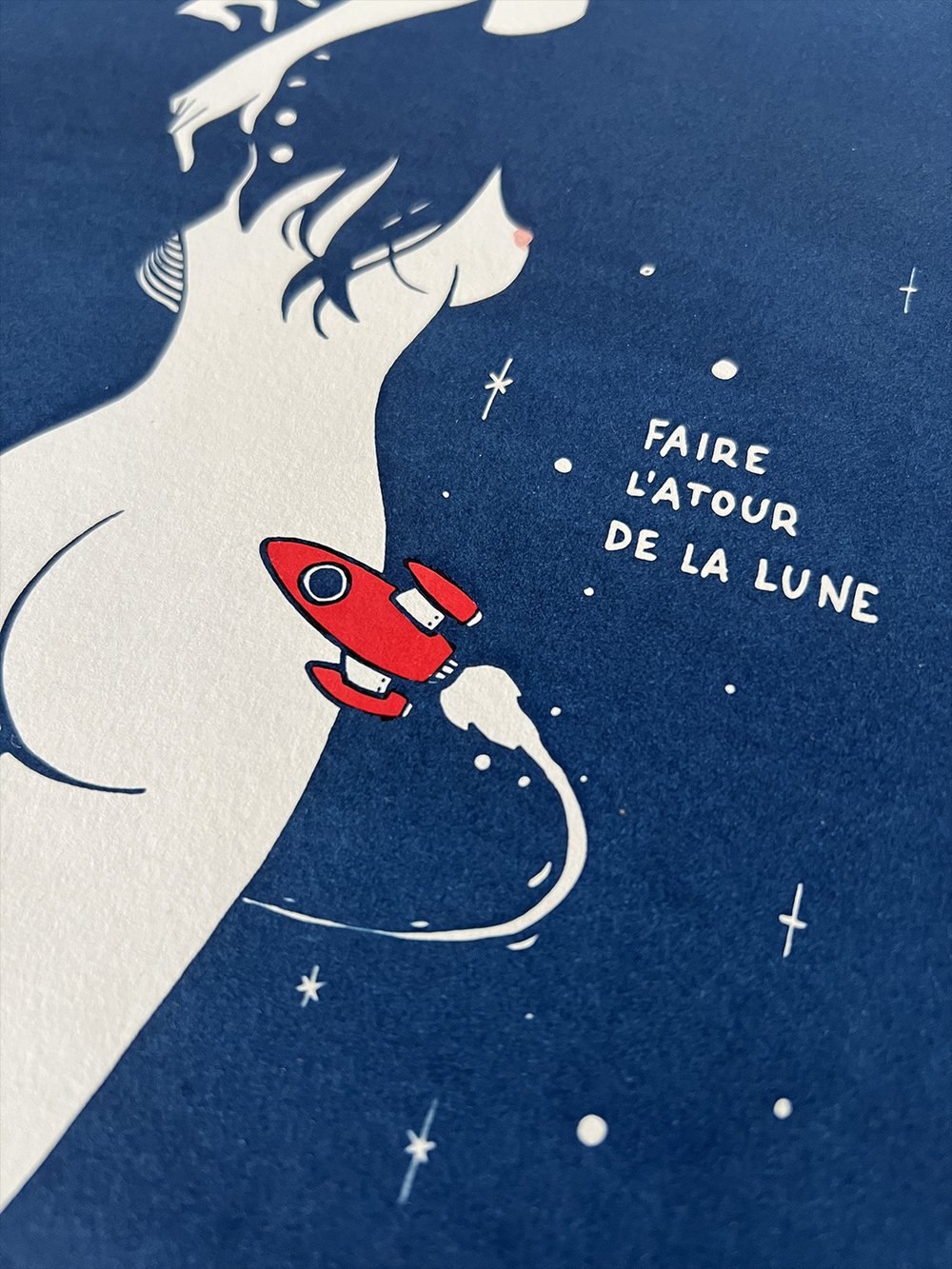 Image of "Faire l'atour de la Lune" cyanotype + handmade watercolor & phosphorescent paint