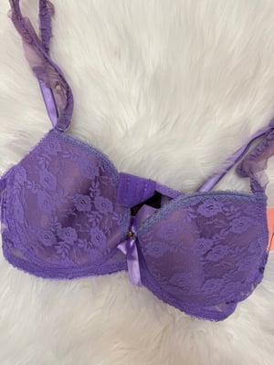 Image of Black Fuchsia Purple Lace Bra - 36B 