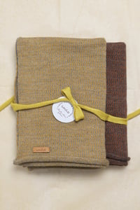 Image 3 of set of two baby alpaca fine wide scarfs - sand