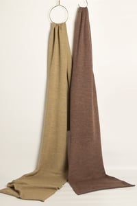 Image 2 of set of two baby alpaca fine wide scarfs - sand