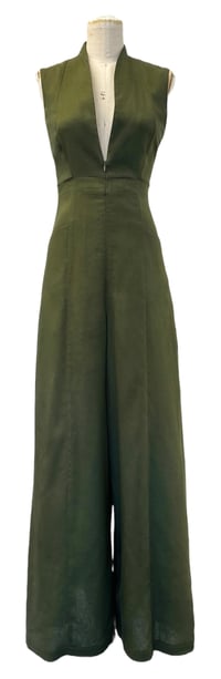Image 1 of Augustus Blackwell Jumpsuit in Olive Linen