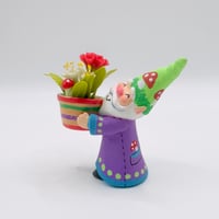 Image 2 of Bixby the gnome with pot of flowers - one of a kind