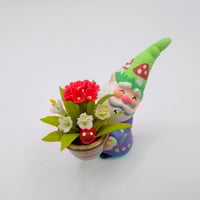 Image 6 of Bixby the gnome with pot of flowers - one of a kind