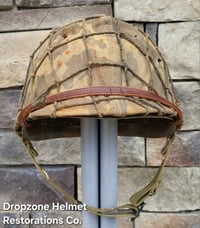 Image 5 of WWII USMC M1 Helmet & Firestone Liner. Marine Camo cover & Netting. 