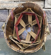 Image 12 of WWII USMC M1 Helmet & Firestone Liner. Marine Camo cover & Netting. 